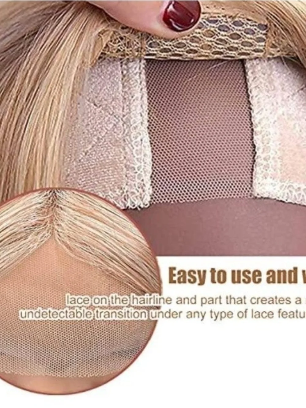 2 Pack Lace Wig Grip Headband, No Slip Wig Grip Bands, Mesh insert (Light Brown)